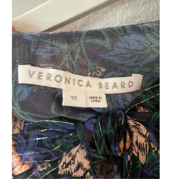 Veronica Beard Women's Peppa Floral Metallic Silk Ruched Mini Dress Size10 NWOT - Picture 6 of 7